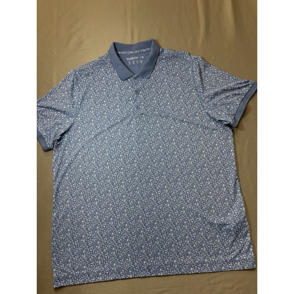 Abercrombie & Fitch Soft AF Air Knit Polo Shirt - Blue Pattern
